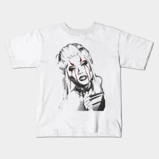 Devil girl aesthetic black and white Kids T-Shirt